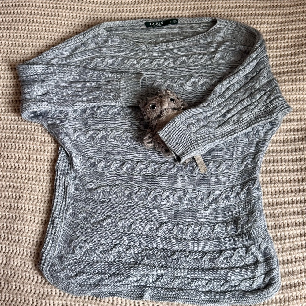 Lauren Ralph Lauren Cable Knit Boatneck Sweater Size M